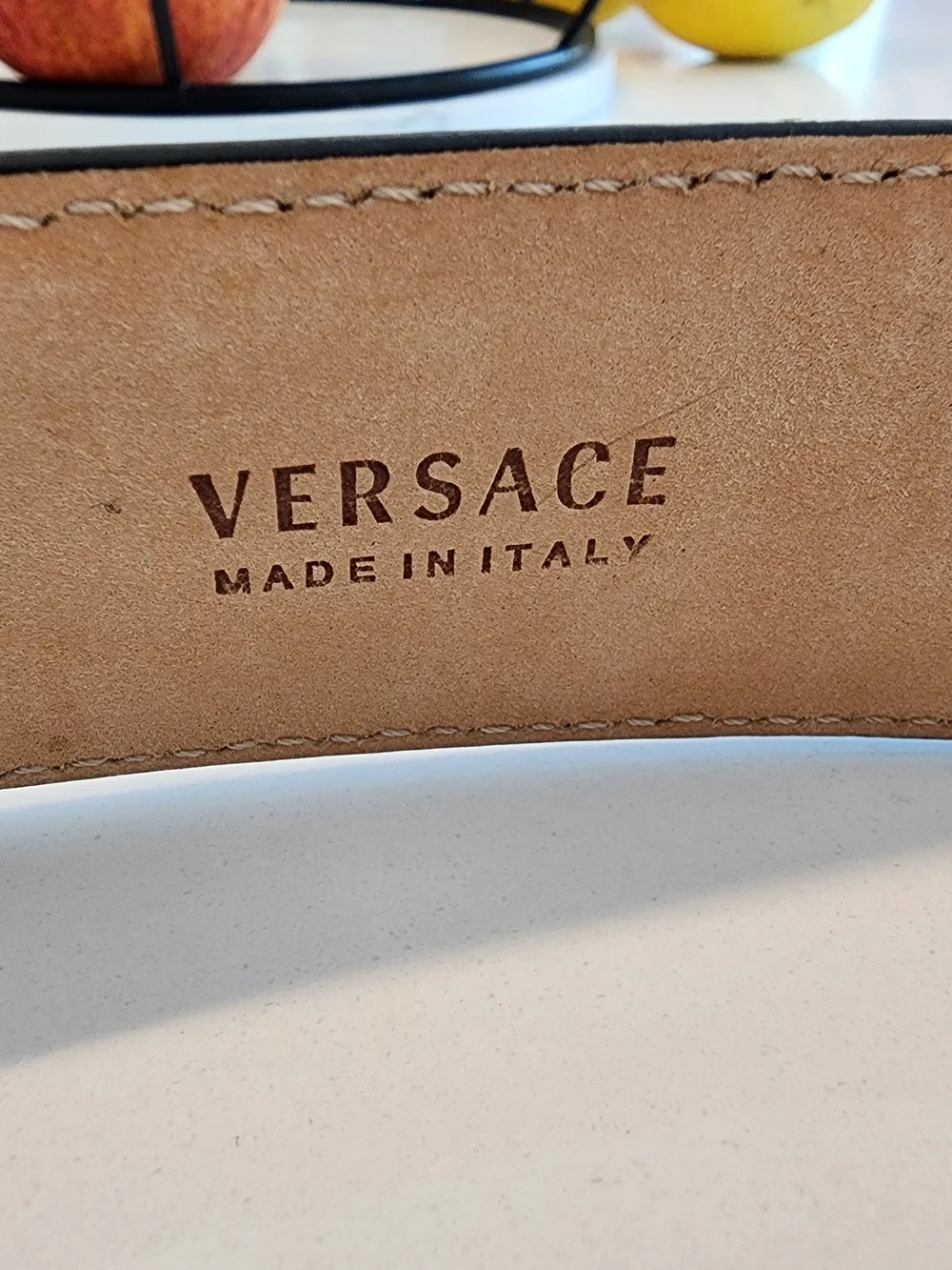 Versace Gold Medusa Buckle Leopard Print Belt